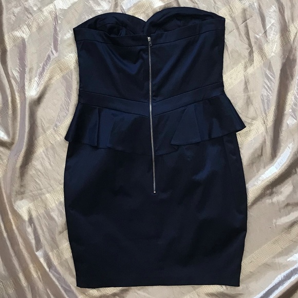 Like NEW!  ASOS Black Peplum Strapless Dress - Picture 2 of 5